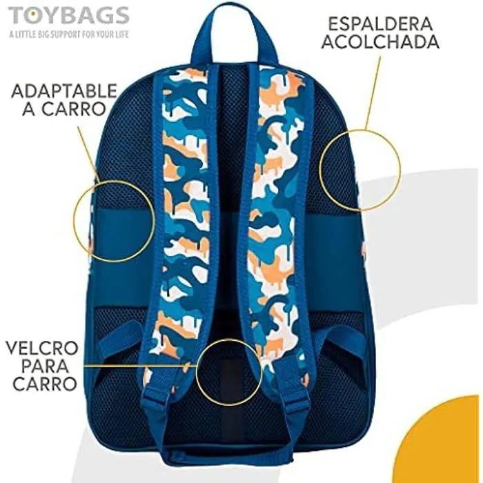 Sac à dos école Fortnite Blue Camo - deux poches principales et poche avant - adaptable aux chariots - intérieur doublé - bretelles-1
