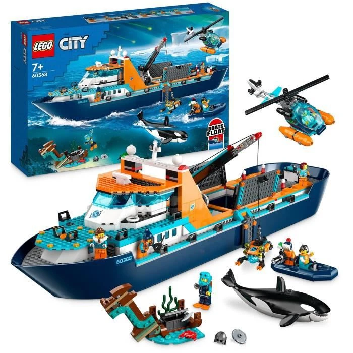 LEGO® City 60368 Le Navire d’Exploration Arctique, Jouet de Grand Bateau Flottant, Cadeau Enfants-1