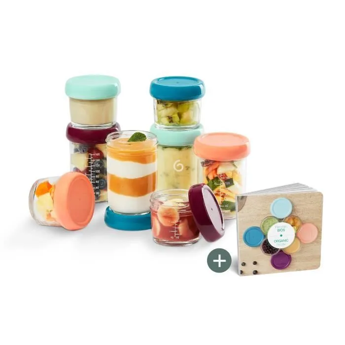 Babymoov Babybols en verre - Multiset - Pots de conservation hermétiques 4x100 ml + 4x220 ml-0