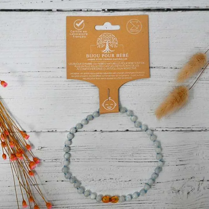 Collier Aigue marine - Bébé / Nourrisson - Pierres naturelles -Apaise et soulage bébé -Lithothérapie -Bienfaits -Idée cadeau -Vertus-2