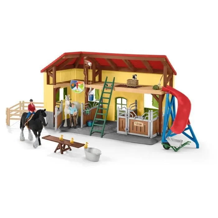 Écurie SCHLEICH - Farm World - 7 animaux, 2 box pour chevaux et accessoires-3