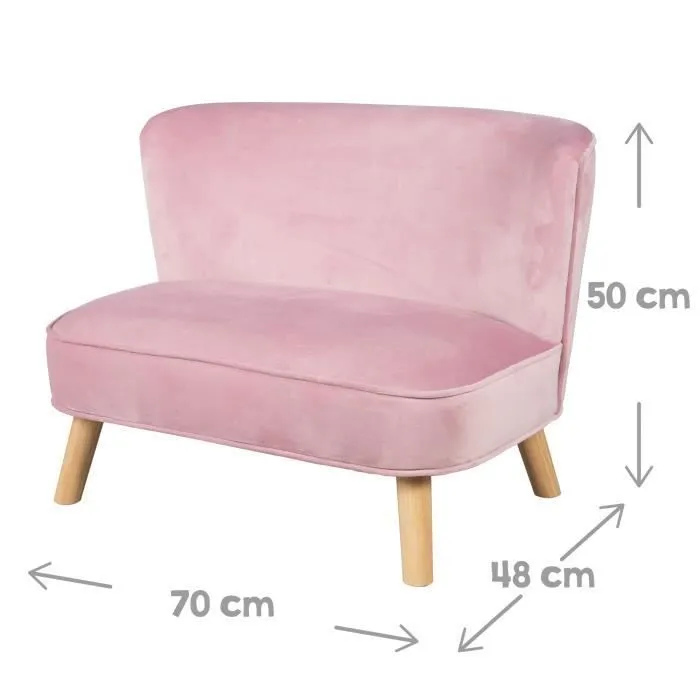 ROBA Canapé et Fauteuil Enfant Lil Sofa + Coussin Décoratif Nuage - Ensemble en Velours - Rose/mauve-2