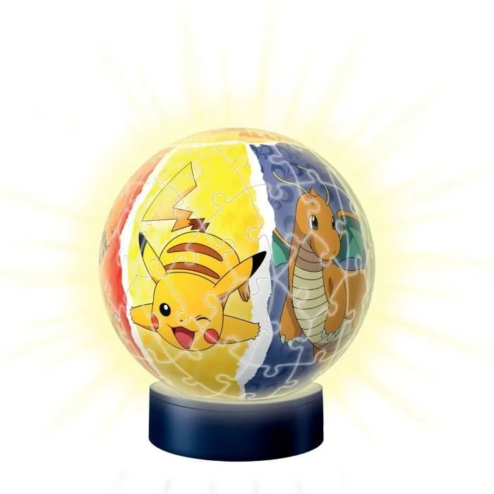 Puzzle 3D Ball illuminé Pokémon - Ravensburger - 72 pièces numérotées - Socle lumineux - A partir de 6 ans-1
