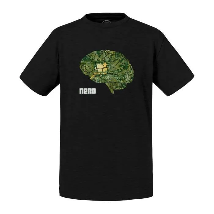 T-shirt Enfant Noir Cerveau en Circuit imprimé Nerd-0