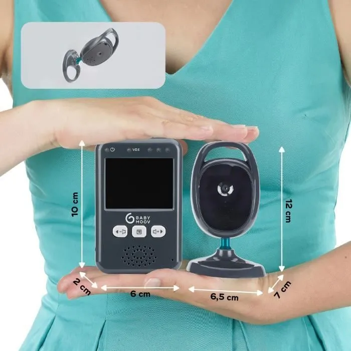 Babymoov Babyphone Caméra Essential, écran couleur 2,4", vision nocturne, portée 250m, multifonctions, kit mural-5