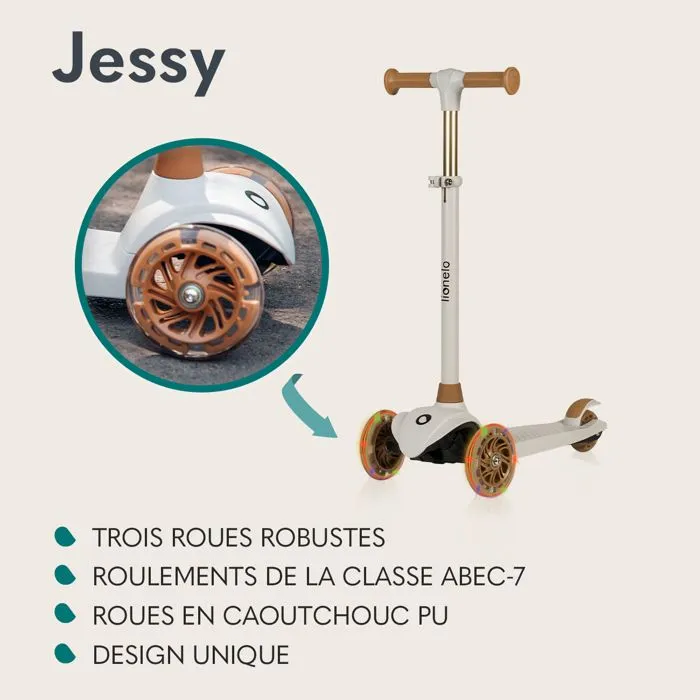 Trottinette d'Équilibre - LIONELO - Jessy - 3 Roues - Hauteur réglable - LED Roulement - Rose-3