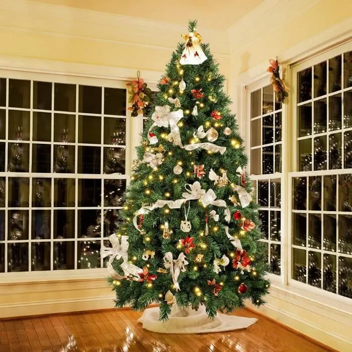 SALCAR Sapin de Noël Artificiel Lumineux 210cm, Arbre de Noel avec 380 LED, 868 Pointes de Branche, Assemblage Rapide-1
