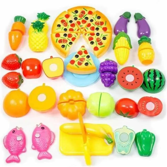 Set de 24pcs jouet de cuisine pour enfants Maison Jouet Set Pizza fruit légume-0