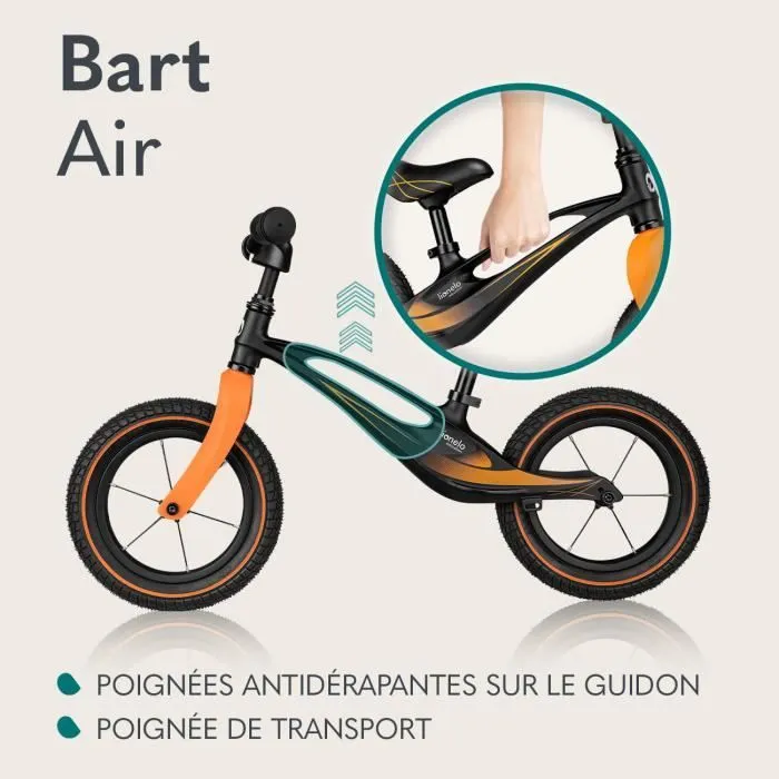 Draisienne LIONELO Bart Air - Vélo pour enfant - Légère - Réglage du guidon et de la selle - Vert-2