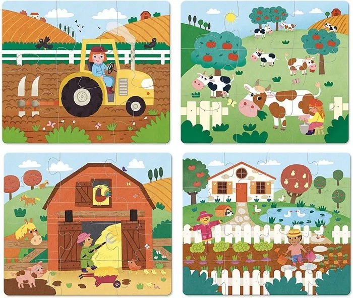 Puzzle évolutif ferme - Vilac - 4 puzzles de 6 à 16 pièces-0