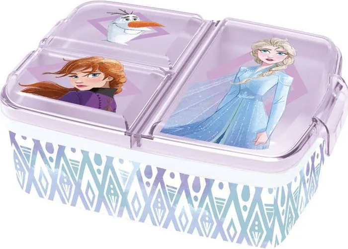 Boîte à goûter multi-compartiments - Ice Magic - La Reine des Neiges - Rose - Sans BPA - 19,5 x 16,5 x 6,7 cm-1