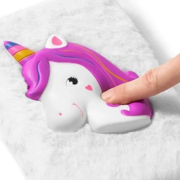 Agenda - Licorne - Personnalisable - Couverture en fourrure - Antistress - Multicolore-2