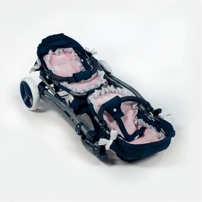 Poussette Double pour Poupée La Nina Réf 60421 Bleu Rose - Jouet pour Enfant de 3 Ans et Plus-1
