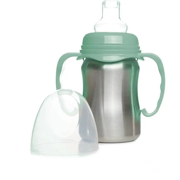 Tasse d'apprentissage - THERMOBABY - Inox - 180 ml - Vert Cactus - Ergonomique et anti-fuites-3