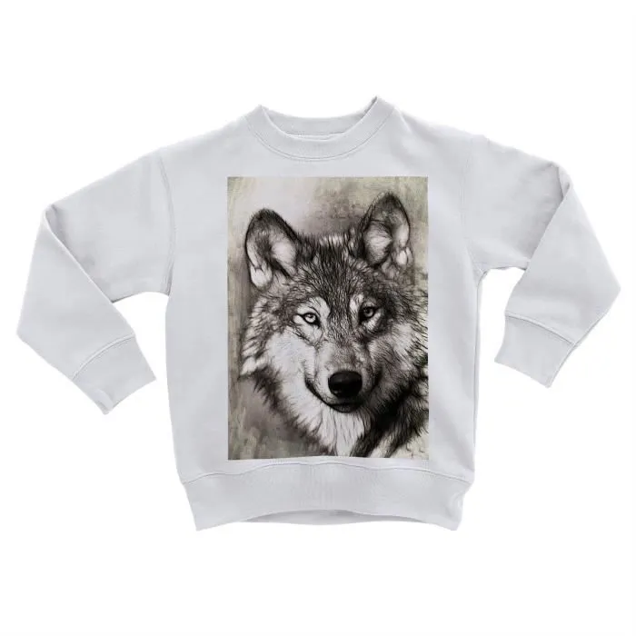 Sweatshirt Enfant - FABULOUS - Tête de Loup - Noir et Blanc - Manches Longues - Col Arrondi-0