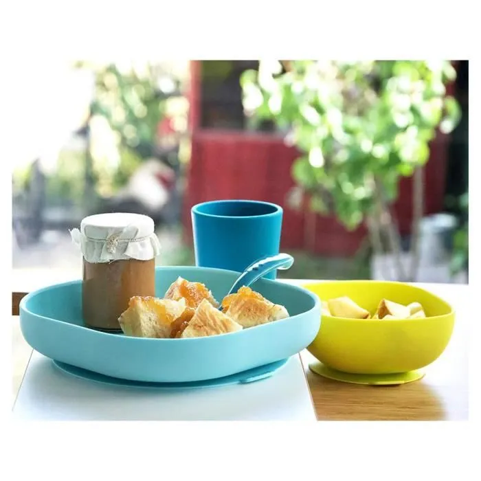 Bol ventouse en silicone pour bébé - BEABA - Vert - Antidérapant et ergonomique - Sans BPA-2