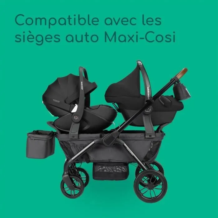 BEBECONFORT HELIOS, Poussette double, tout terrain, compact et pliable, Chariot, de 0 à 4 ans,0 à 22 kg,MINERAL GRAPHITE-5