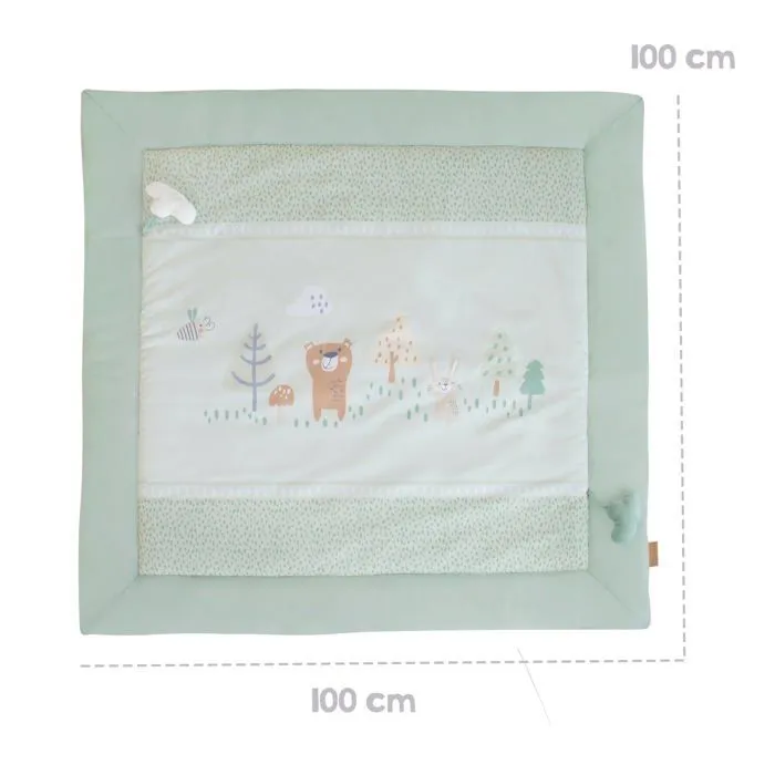 Tapis d'Éveil 100x100 cm - ROBA - Woodland Buddies - 100% Coton - Vert Pastel - Thème Forêt-2