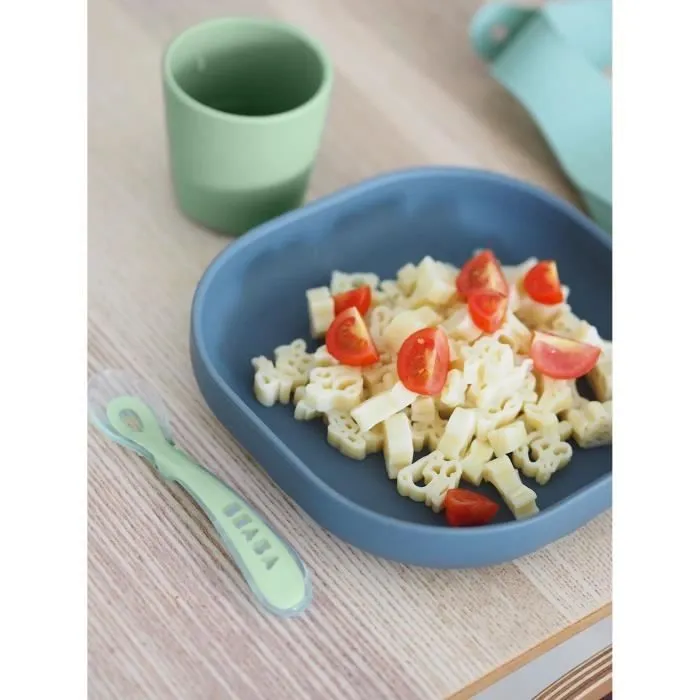 BEABA, Coffret repas bébé, silicone, 4 pièces, mineral-5