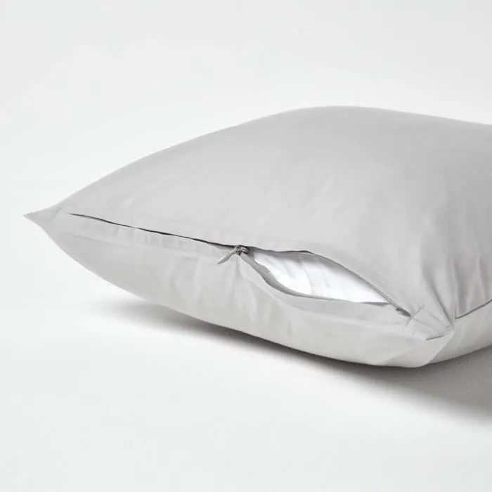 Taie d'oreiller - Homescapes - 40 x 40 cm - 100% Coton Égyptien - 200 Fils - Gris Argenté-2