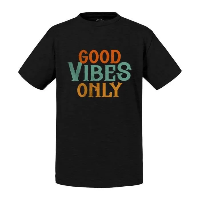 T-shirt Enfant Noir Good Vibes Only Music Funk 70's Vintage Retro Style-0