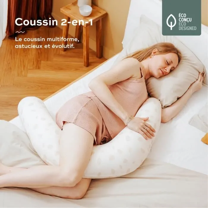 Babymoov B.LOVE 2 en 1 Petal Ecru Coussin de Maternité & Allaitement - Remplissage Microbilles ultra-fines - Certifié OEKO-TEX-1