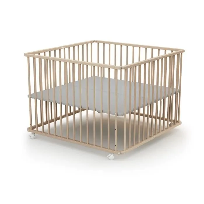 Parc pliant en bois Brut - 100 x 100 cm - FORMULA BABY - Parc bébé - Mixte - Blanc-3