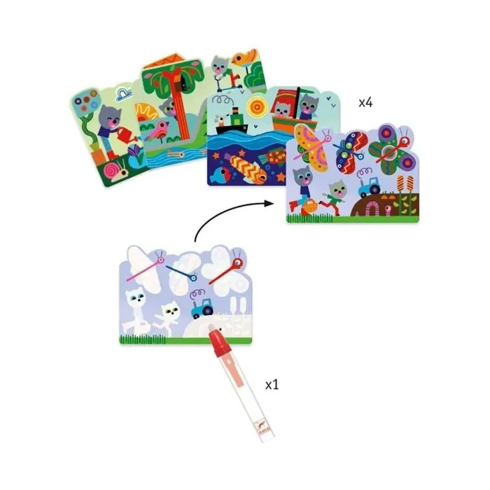 Coloriages magiques - DJECO - Caché dans le jardin - Pour enfant de 18 mois et plus - Lot de 5-1