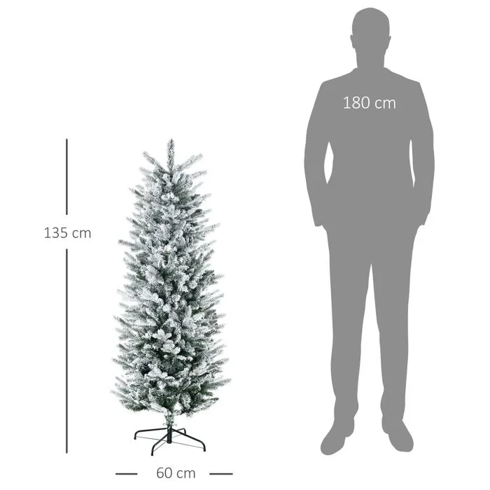 Sapin de Noël artificiel 135 cm - HOMCOM - pin naturel enneigé - 267 branches de neige - ouverture automatique - base en acier-3
