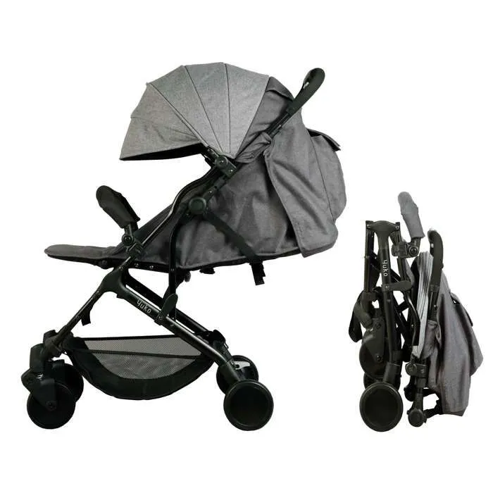Bambisol Poussette Citadine YUKO² | Dès la Naissance, Pliage 1 Main | Gris Chiné Eco-0