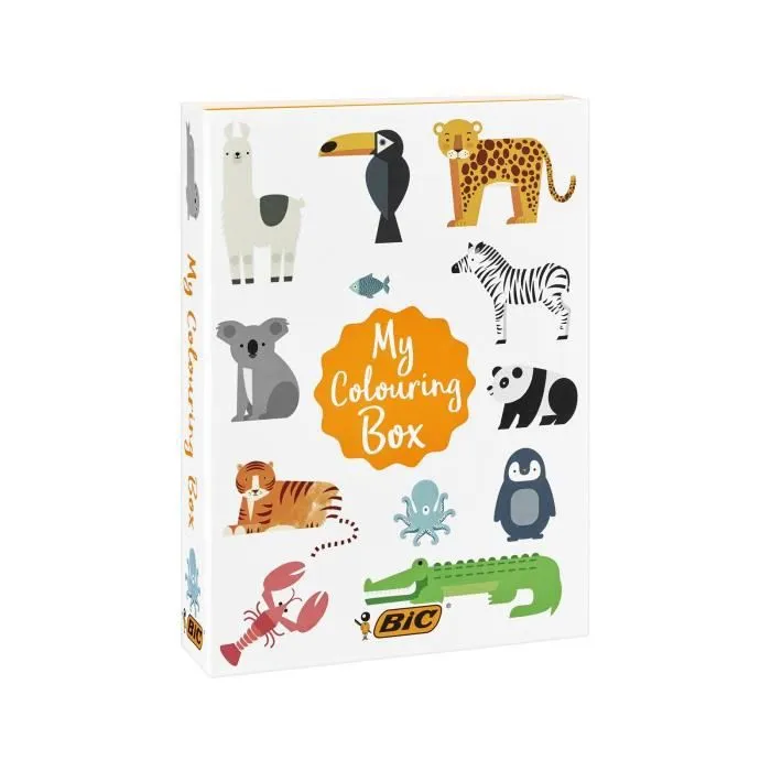 BIC My Colouring Box - Kit de Coloriage avec 12 Feutres/18 Crayons de Couleurs/6 Colles Pailletées, 1 Livre de Coloriage et-0