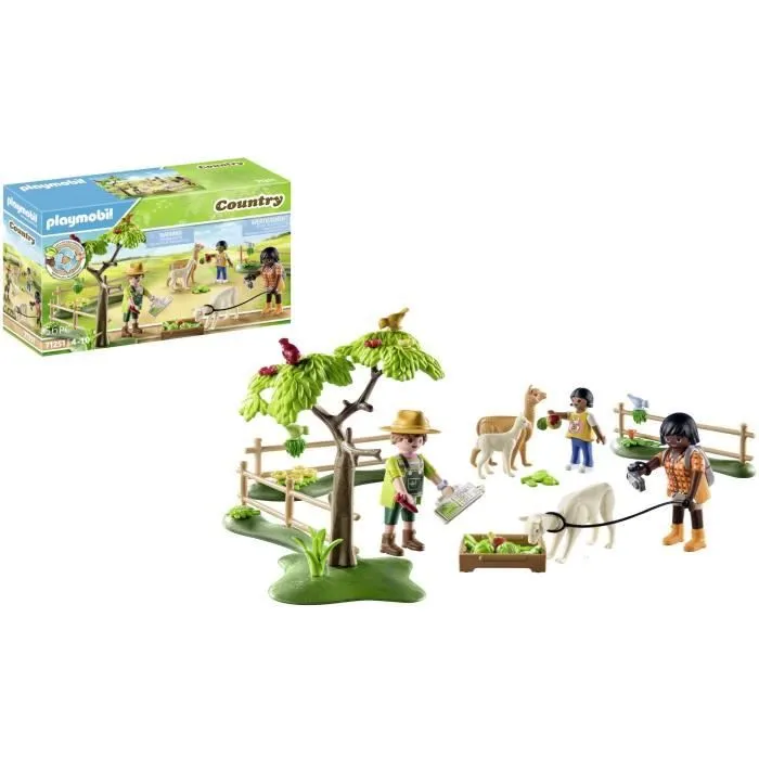 PLAYMOBIL 71251 Enclos à alpagas et randonneurs, Country La Ferme, 56 pièces, Dès 4 ans-5