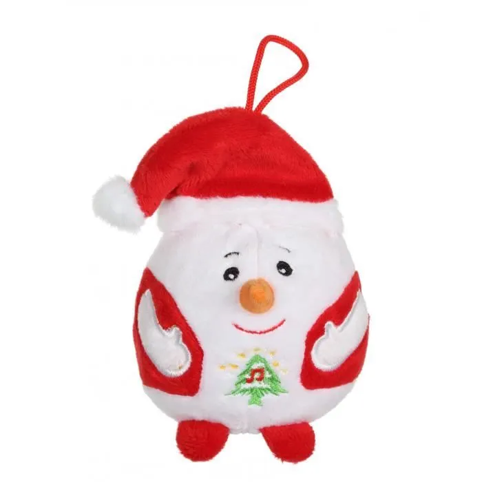 Gipsy Toys - Bonhomme de Neige - Bouille de Noël Sonore - 13 cm - Rouge & Blanc-0