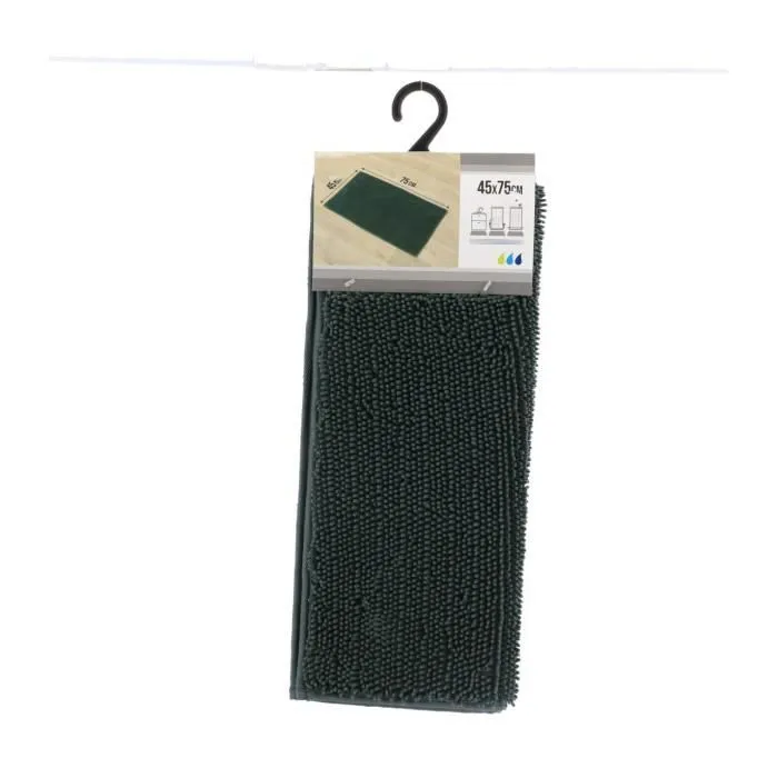 TENDANCE - Tapis de salle de bain en polyester Vert foncé 45 x 75 cm-0