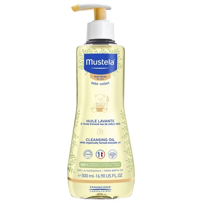 Huile lavante nourrissante - MUSTELA - BÉBÉ - Peau sèche - Avocat bio - 500ml-0