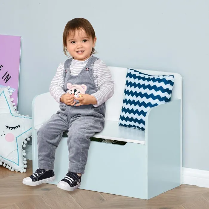 Coffre à jouets - HOMCOM - Banc de rangement en bois - Vérin pneumatique - Blanc-1