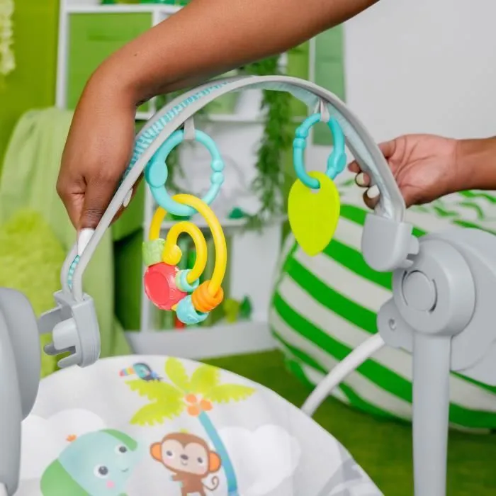 BRIGHT STARTS Balancelle bébé électrique compacte – Animaux, 6 vitesses balancement, 10 chansons, 2 position d'inclinaison-7