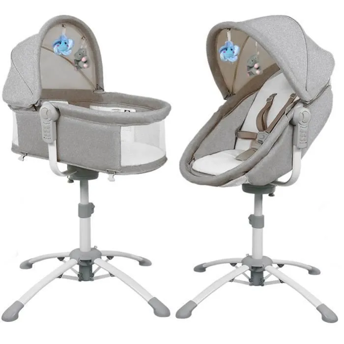 LOUNA multifonction 4 en 1 : BERCEAU, BALANCELLE ELECTRIQUE, CHAISE HAUTE TRANSAT.-0