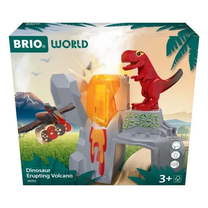 Brio Volcan en Eruption Dinosaure - Accessoire pour Circuit de Train en Bois - Action de Jeu sans Pile/avec Aimant - dès 3 Ans --0