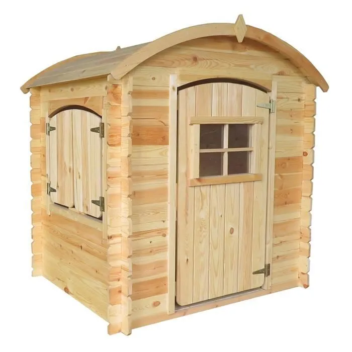 Maisonnette en Bois pour enfant - TIMBELA - H145 x 105 x 130 cm - Ep. 19 mm - Pin / épicéa-1