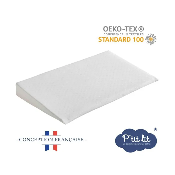 Plan Incliné Bébé 60x35 cm - P'Tit Lit - Limite les reflux - Anti Acariens - Inclinateur 10° - Déhoussable-1