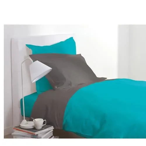 Housse de couette - ATMOSPHERA - Turquoise - 140 x 200 cm - 100% Coton - Lavable à 60°-0