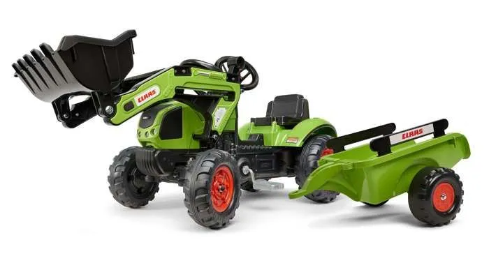 Tractopelle Claas avec remorque - FALK - Dès 2 ans - 100% fabriqué en France - 40% plastique recyclé-0