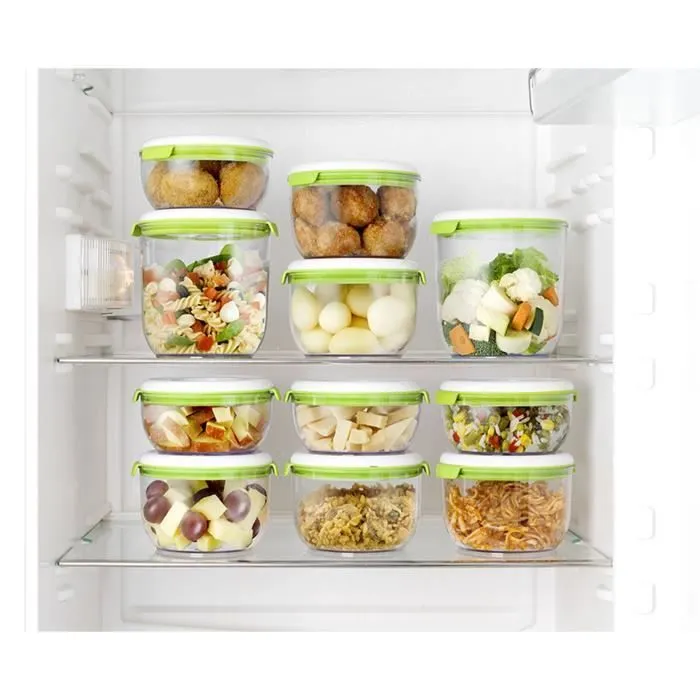FOSA Kit de mise sous vide alimentaire en récipients 40000 - 1350-600 ml - Blanc et vert-2