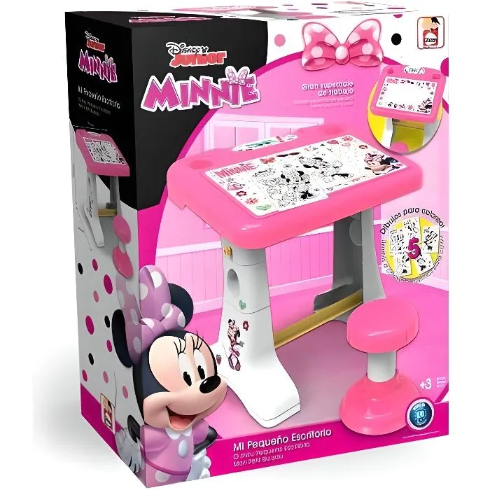 Pupitre Minnie CHICOS - Avec coffre de rangement et emplacement pour couleurs et feutres - Rose-0