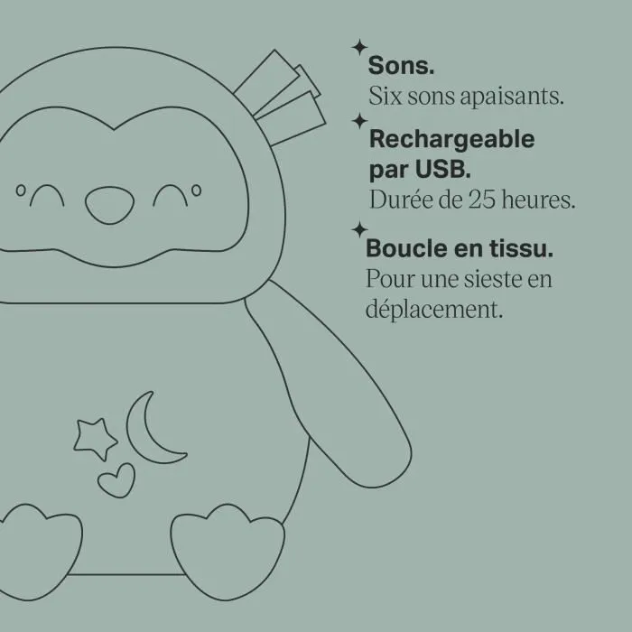 Mini Peluche - TOMMEE TIPPEE - Ollie La Chouette - Aide au sommeil nomade - 6 sons - Rechargeable par USB - Lavable en machine-4