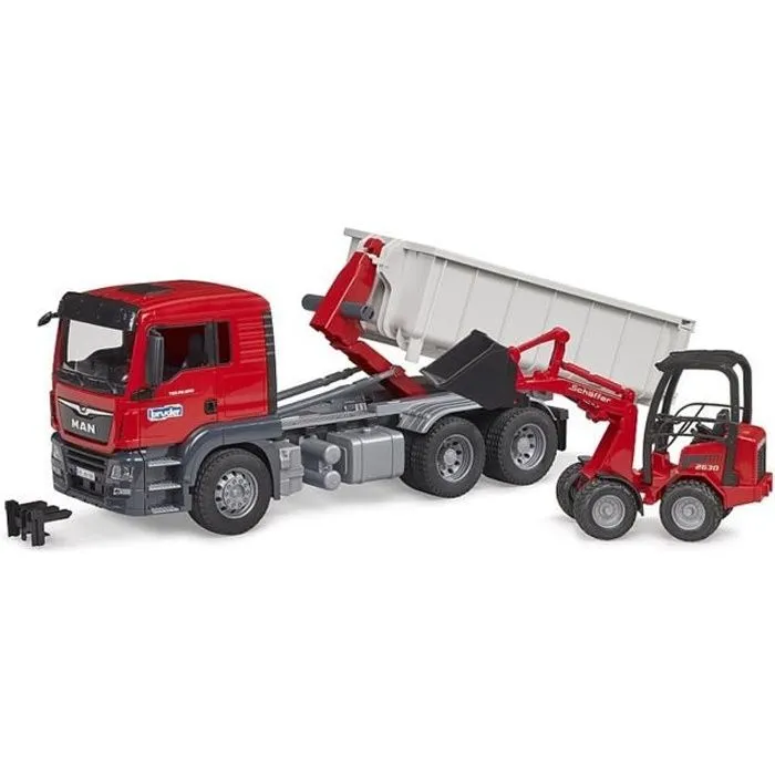 Camion MAN TGS avec benne amovible et chargeur Schäffer - BRUDER-0