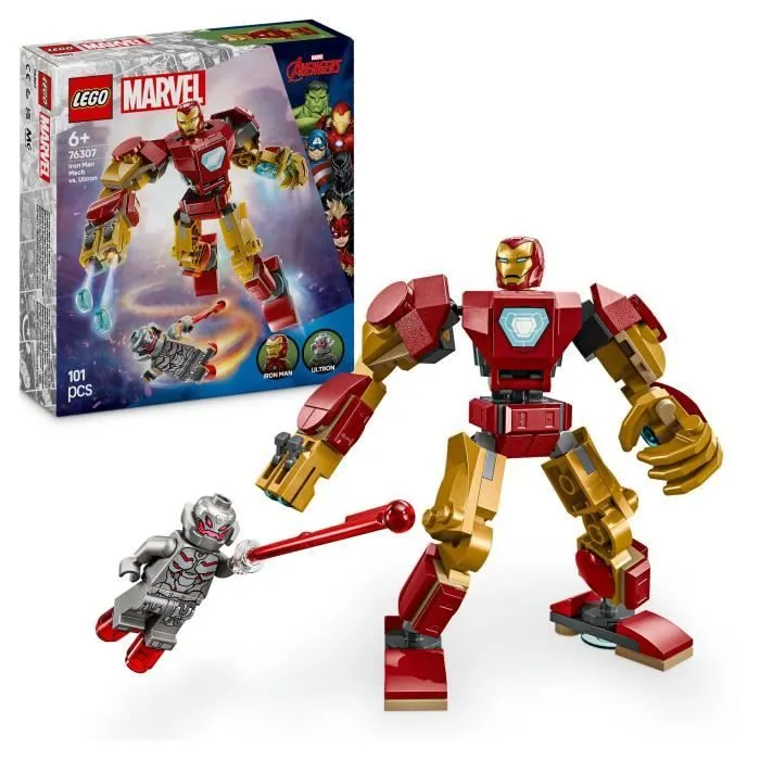 LEGO Marvel 76307 Le robot d’Iron Man contre Ultron - Jouet avec super héros dès 6 ans-0