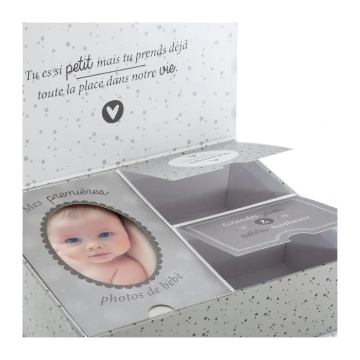 Atmosphera - Coffret naissance Gris Boite souvenir et Photo-2