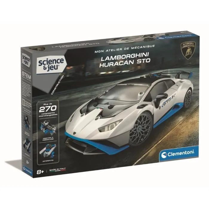 CLEMENTONI - Lamborghini Huracàn STO à construire - Roues orientables - Manuel illustré et application pour visualisation 3D - Fabri-0